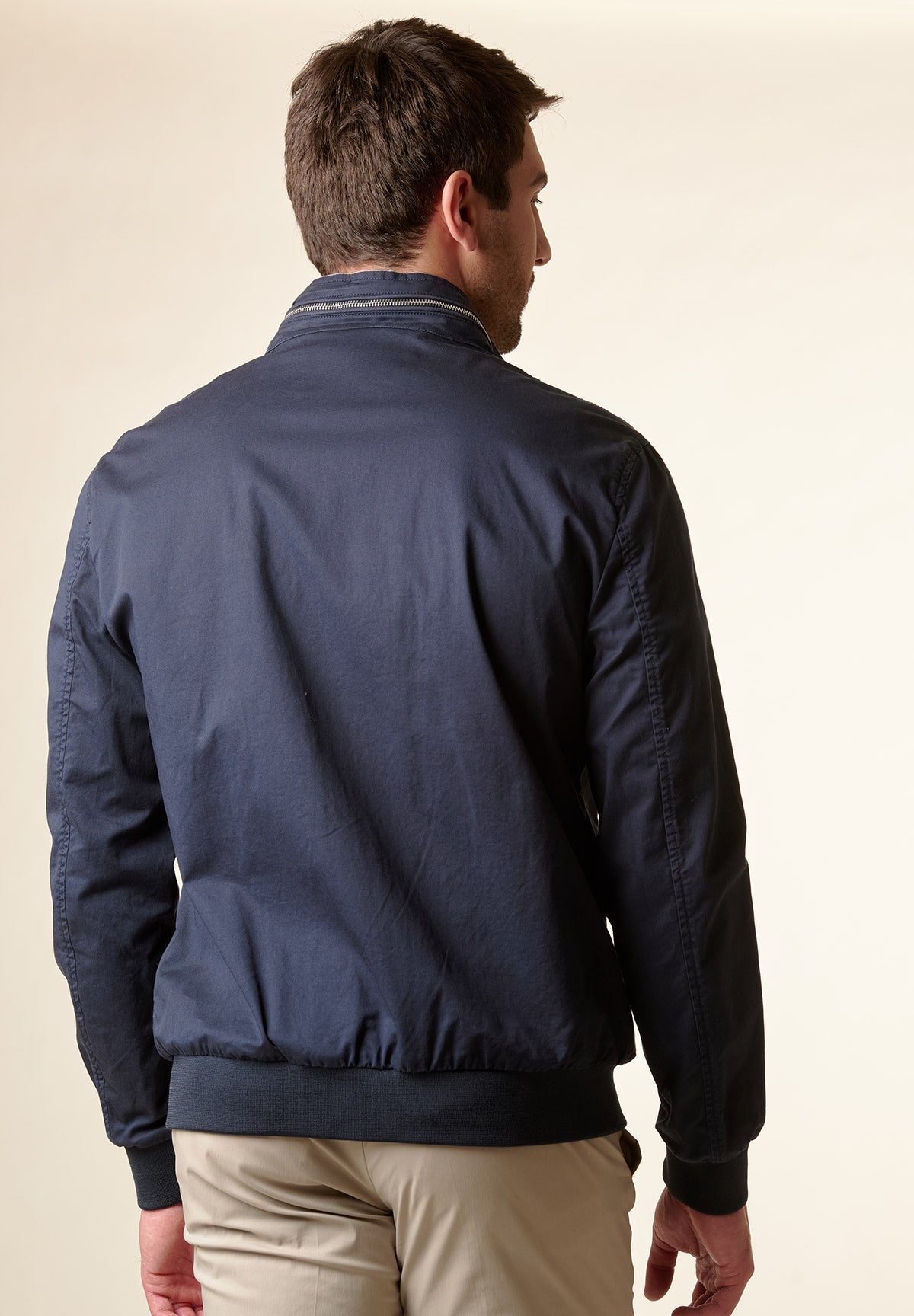Bomber blu scuro cotone zip-Angelico