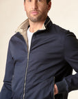 Bomber blu scuro cotone zip-Angelico