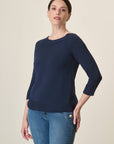 Blue Cotton Boat Neck Sweater