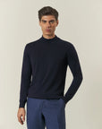 Dark blue merino wool turtleneck sweater Lana Gatto
