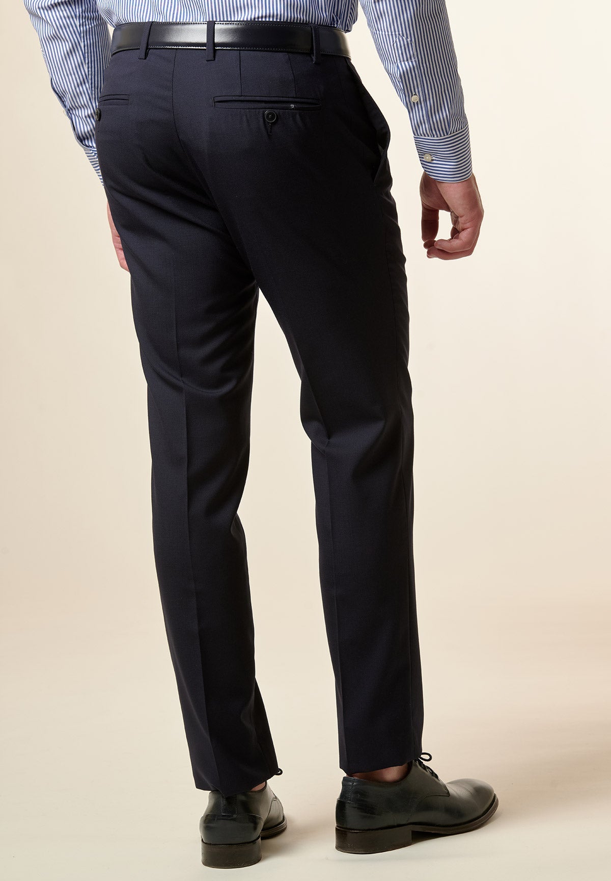 Pantalone blu tela lana vergine custom fit-Angelico