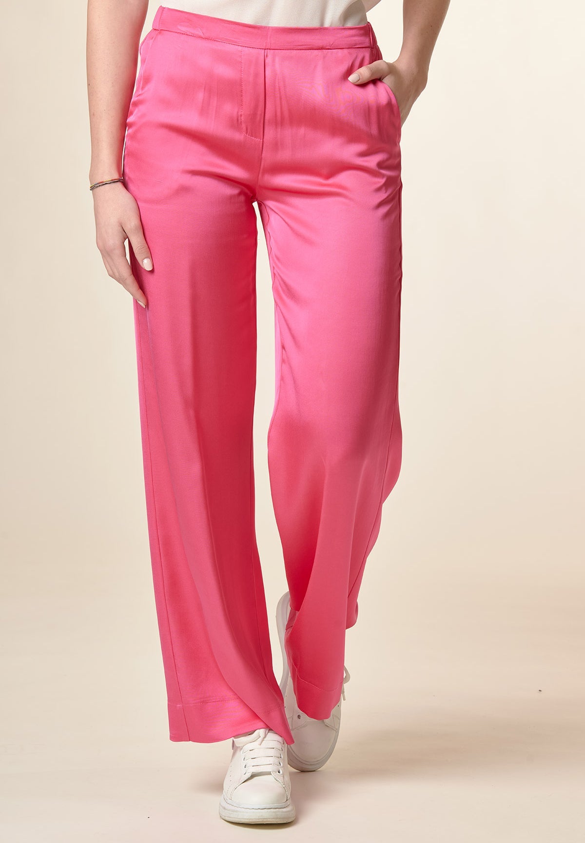 Pantalone palazzo rosa corallo viscosa-Angelico