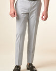Pantalone grigio tela lana vergine custom fit-Angelico