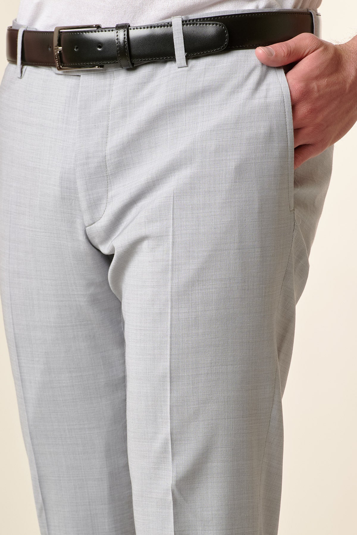 Pantalone grigio tela lana vergine custom fit-Angelico