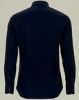 Camicia blu cotone elasticizzato slim fit-Angelico