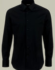 Camicia nera cotone elasticizzato Slim-Angelico