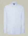 Camicia azzurra twill collo italiano slim-Angelico