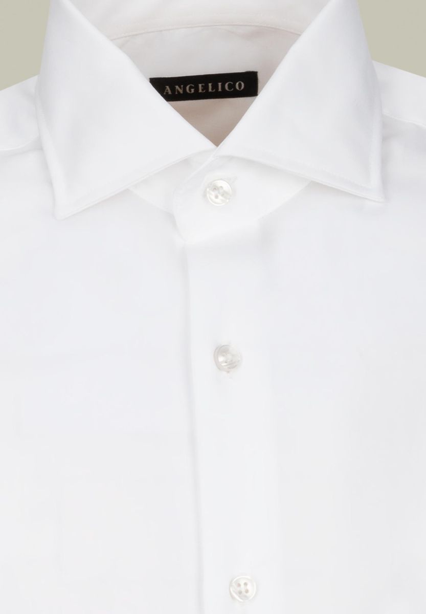 Camicia bianca unita twill Francese regular fit-Angelico