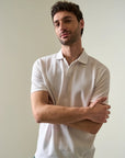 White derby piquet cotton polo shirt