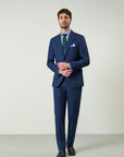 Custom fit blue micro-pattern wool suit
