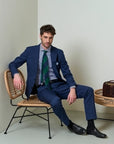 Custom fit blue micro-pattern wool suit