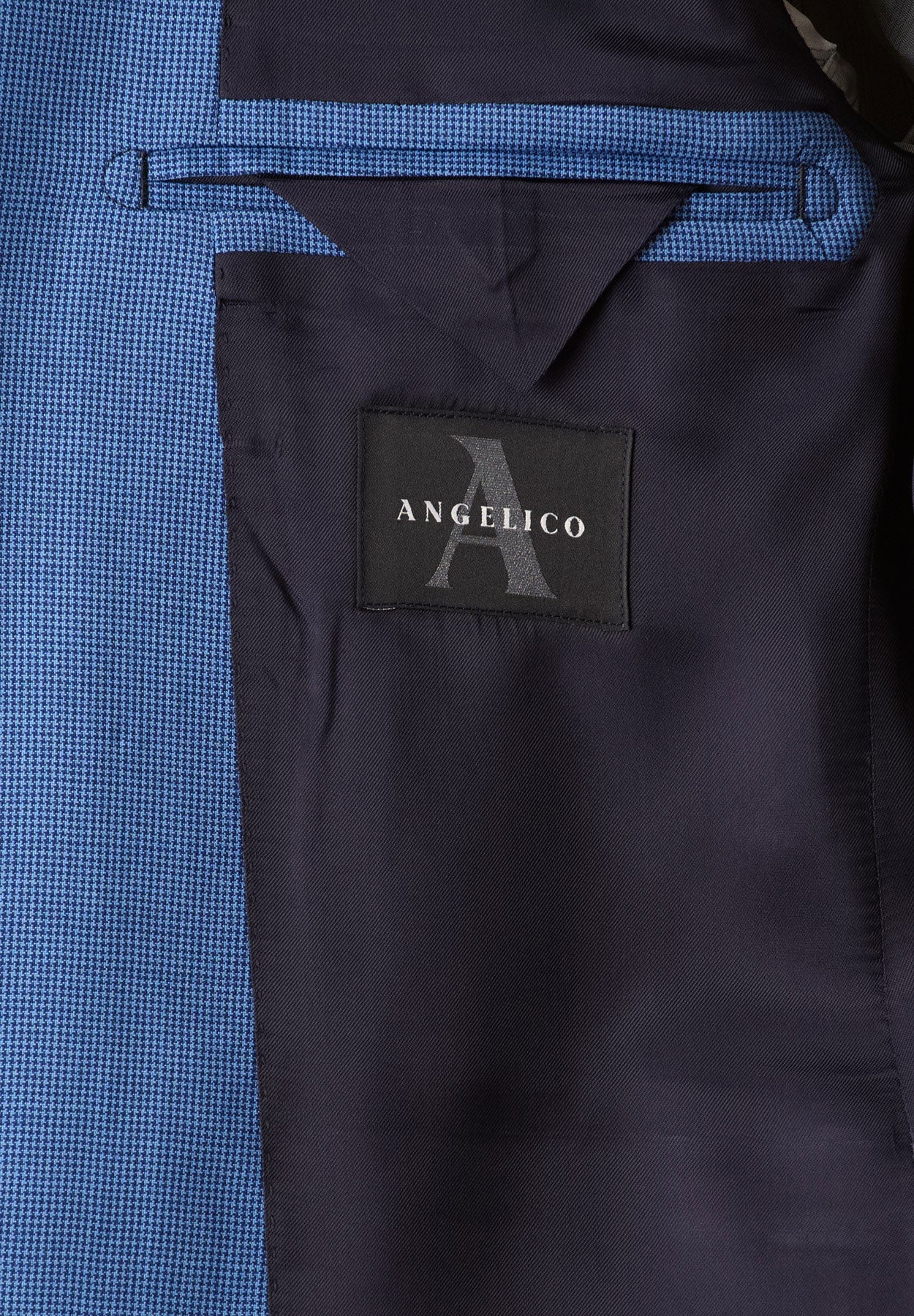 Abito bluette micro pied de poule custom fit-Angelico