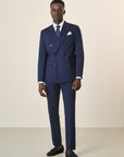 Custom Fit Double-Breasted Blue Virgin Wool Suit