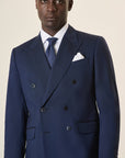 Custom Fit Double-Breasted Blue Virgin Wool Suit