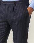 Abito blu gessato punte lancia flanella lana vergine custom fit-Angelico