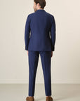Abito blu gessato marrone lana custom fit-Angelico