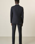 Midnight Blue Pinstriped Virgin Wool Custom Fit Long Suit
