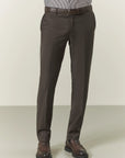 Long custom fit brown grisaille wool suit