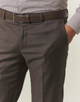 Abito marrone grisaglia lana custom fit lungo-Angelico