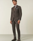 Long custom fit brown grisaille wool suit