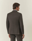 Long custom fit brown grisaille wool suit
