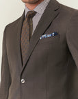 Long custom fit brown grisaille wool suit