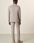 Unlined Beige Welsh Suit In Gorgomoro Virgin Wool, Custom Fit