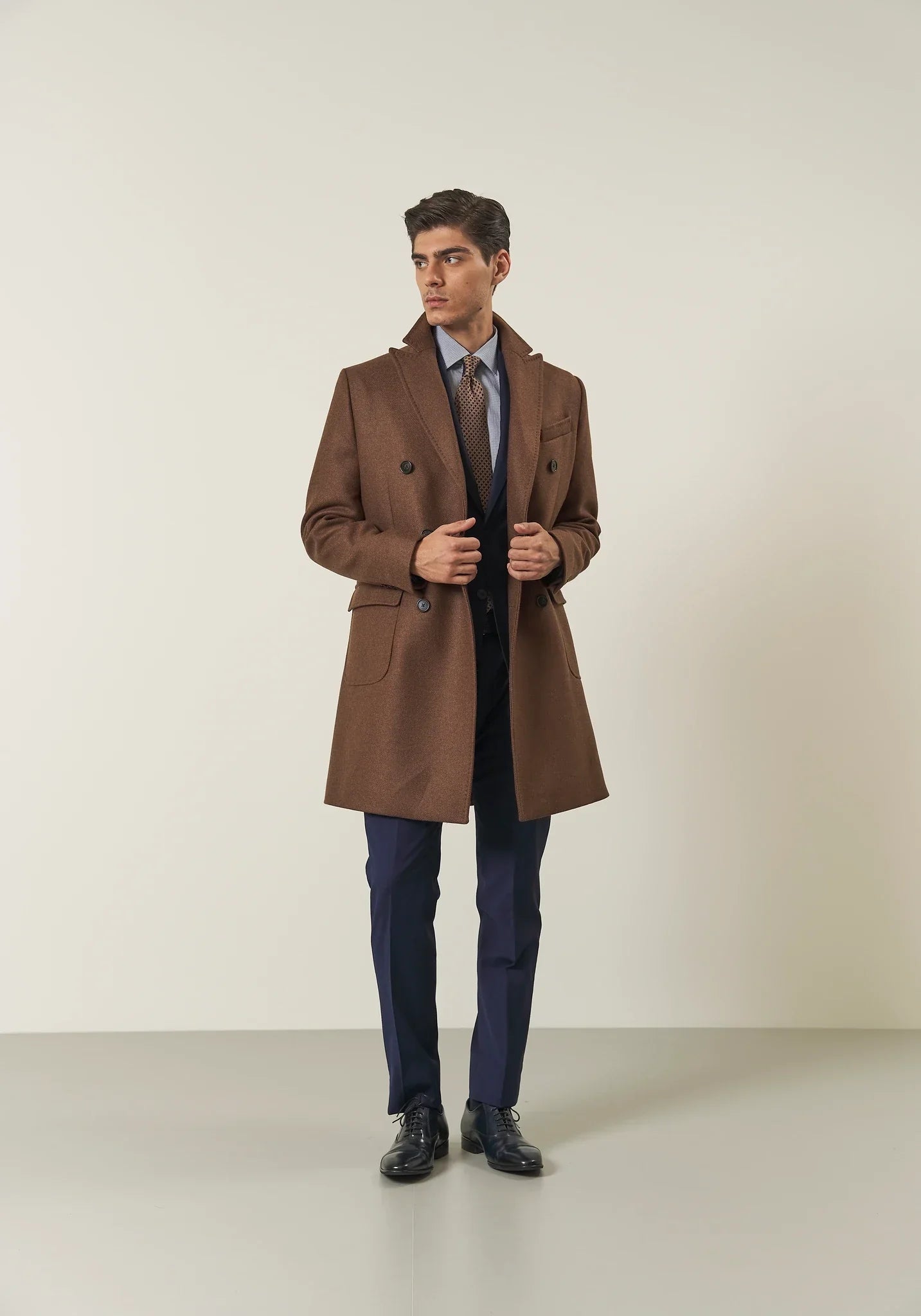 Abito blu sallia lana custom fit lungo-Angelico