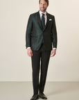 Black Tuxedo With Shawl Collar And Green Armor, Custom Fit