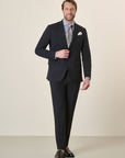 Midnight Blue Suit In Stretch Virgin Wool Canvas, Custom Fit