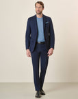 Light Blue Suit In Stretch Virgin Wool Canvas, Custom Fit