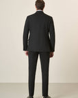 Black Suit In Stretch Virgin Wool Canvas, Custom Fit