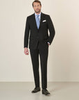 Black Suit In Stretch Virgin Wool Canvas, Custom Fit