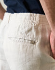 White linen drawstring Bermuda shorts