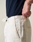 White linen drawstring Bermuda shorts