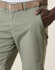 Sage Green Stretch Cotton Gabardine Bermuda Shorts