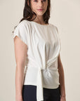White Stretch Knot Blouse