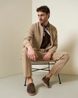 Beige bomber jacket in unlined technical fabric