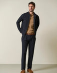Unlined blue technical fabric bomber jacket