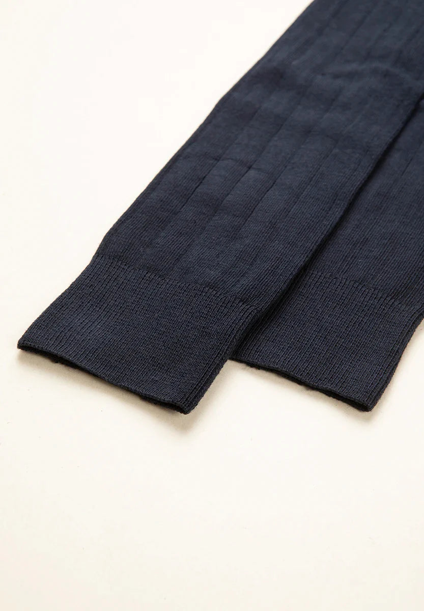 Blue ribbed stretch cotton sock