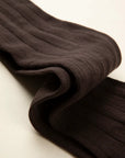 Dark brown ribbed stretch cotton sock