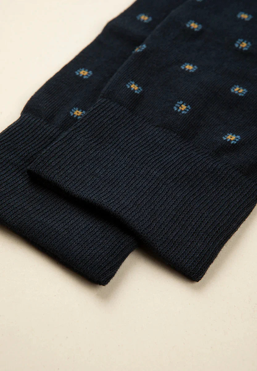 Blue sock with a light blue micro-design in stretch cotton