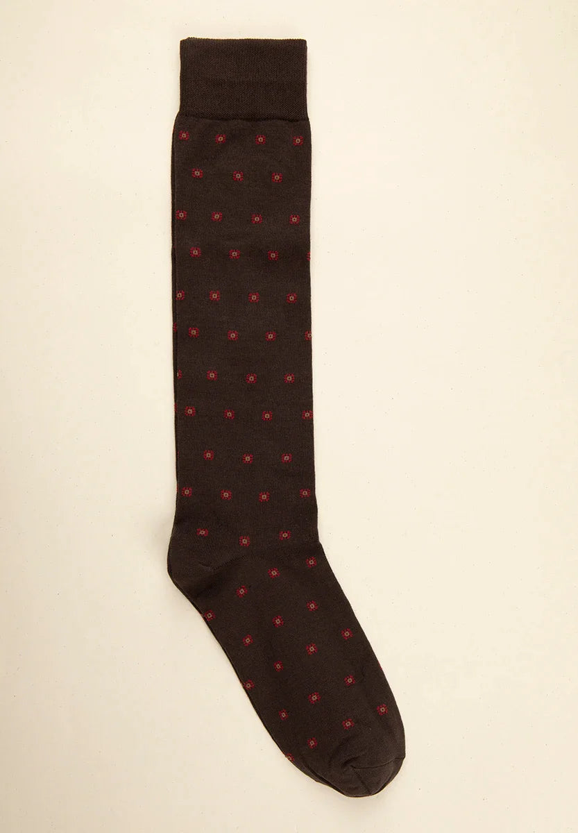 Dark brown micro-design stretch cotton sock