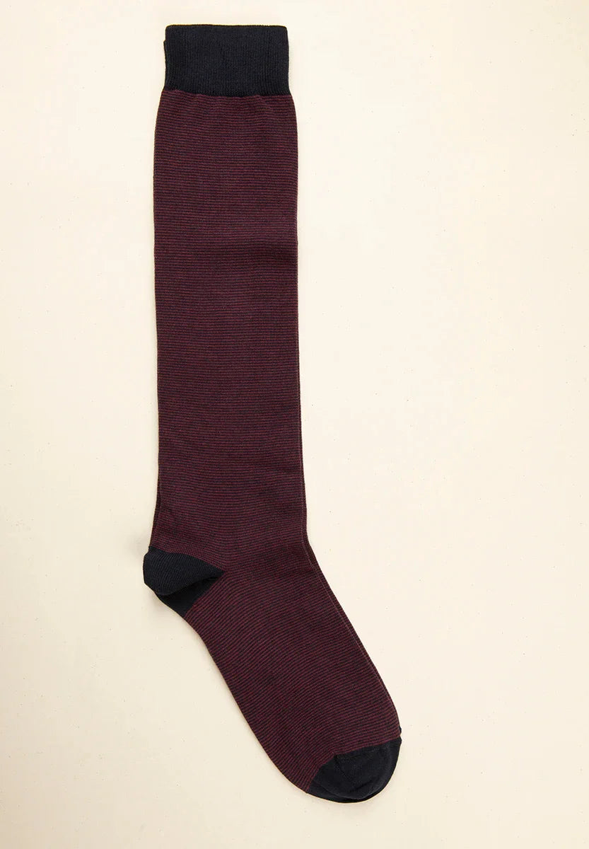 Burgundy striped stretch cotton sock