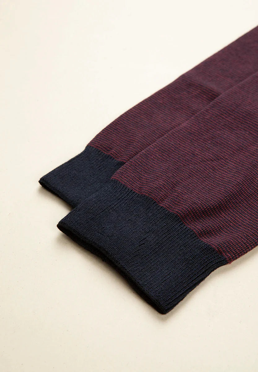 Burgundy striped stretch cotton sock