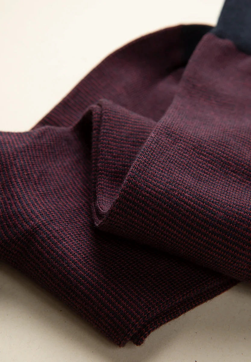 Burgundy striped stretch cotton sock