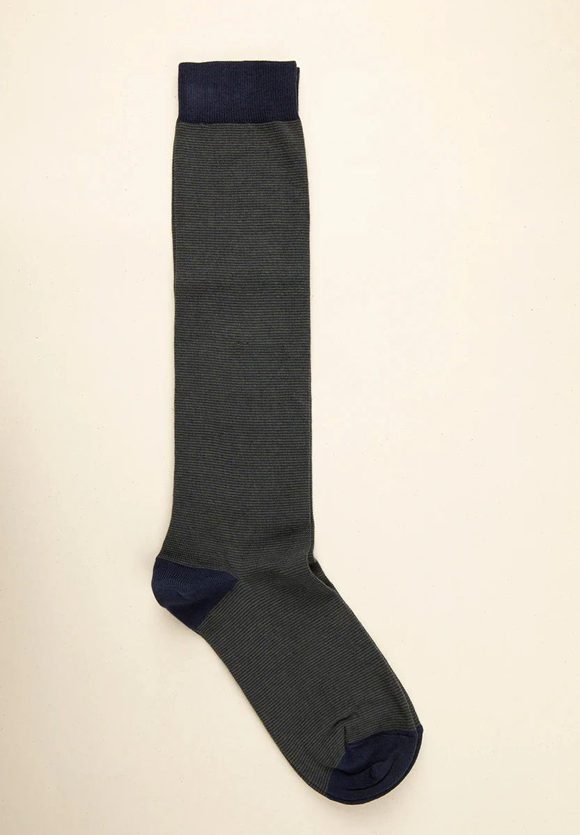 Green striped stretch cotton sock