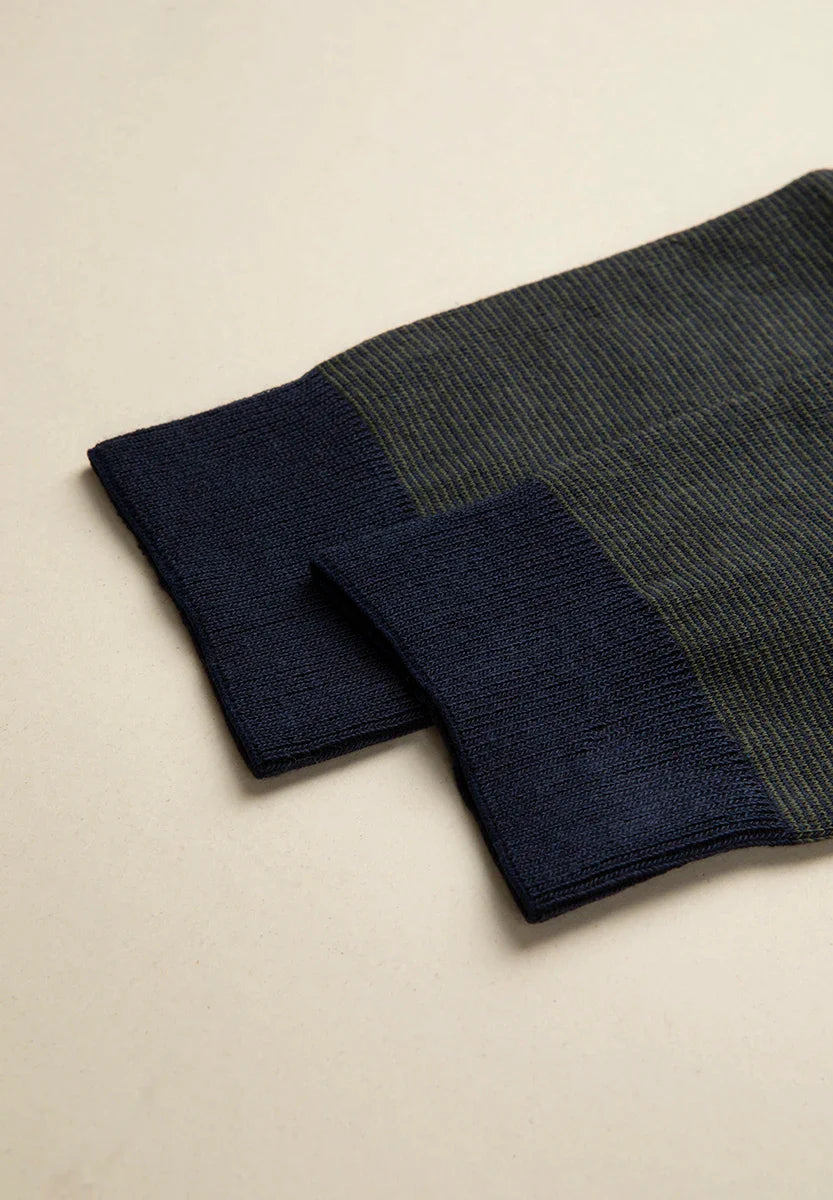 Green striped stretch cotton sock