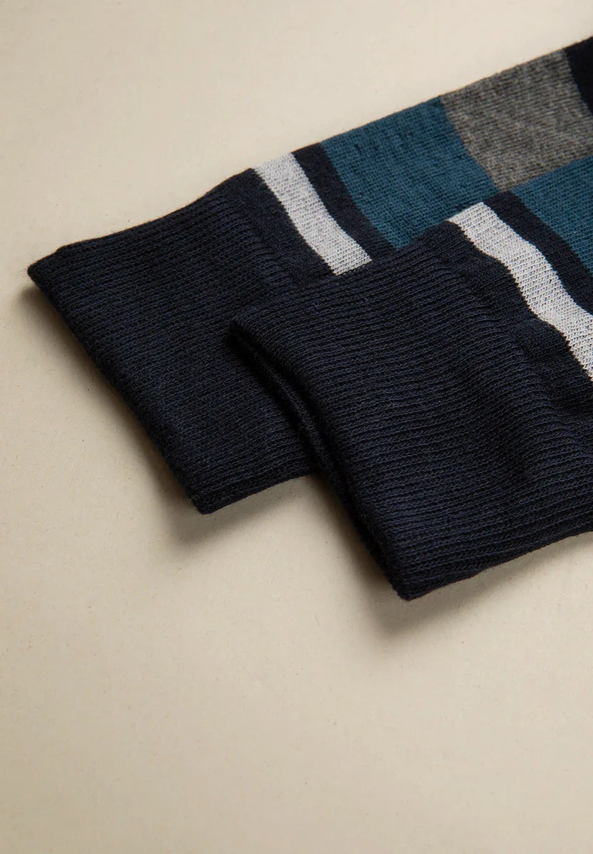 Blue-grey striped stretch cotton sock