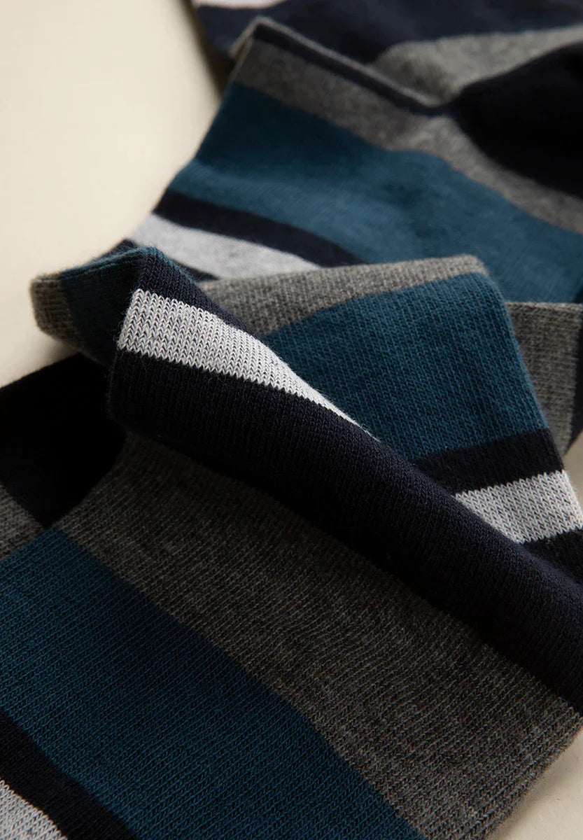 Blue-grey striped stretch cotton sock